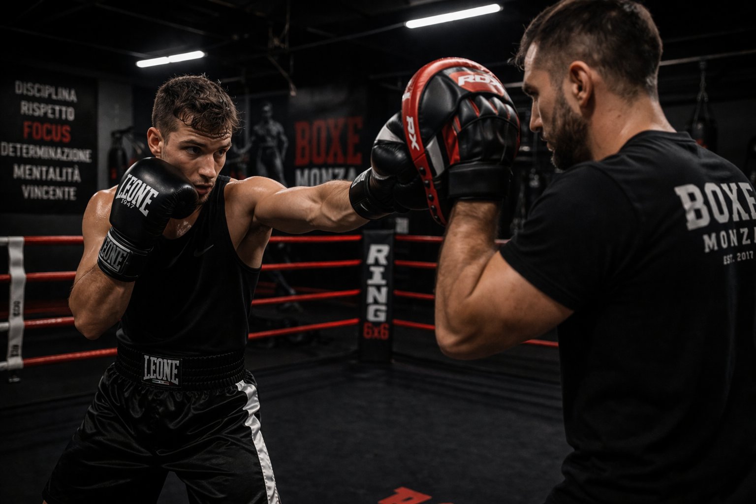 Personal coaching a Monza — allenamento di boxe sul ring con coach dedicato